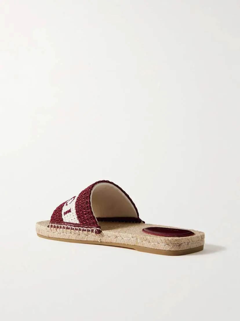 Gucci Numa Embroidered Striped Raffia Slides | Thumbnail 3