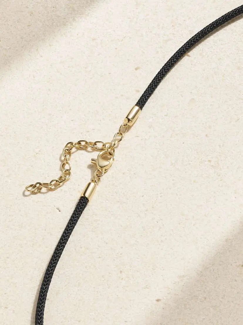 STONE AND STRAND Large Peace 14-karat Gold And Cord Choker - Black | Thumbnail 3
