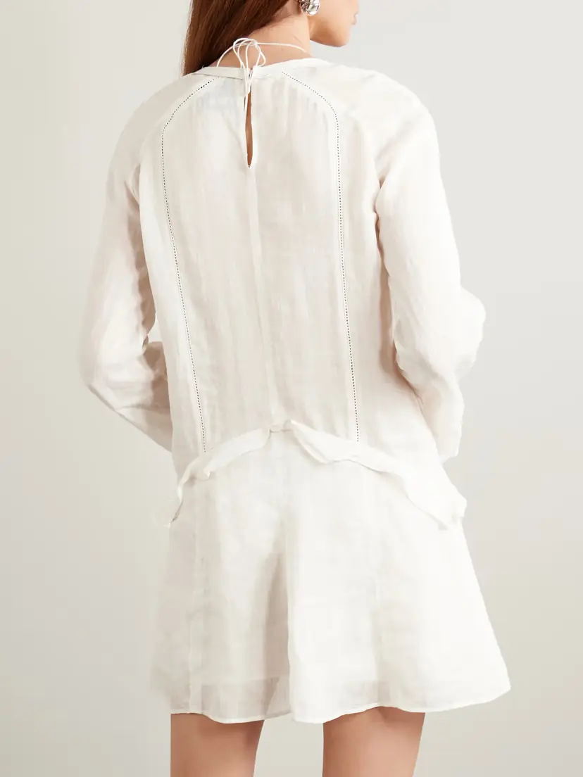 Isabel Marant Liya Lace-trimmed Embroidered Ramie Mini Dress | Thumbnail 3 Isabel Marant Liya Lace-trimmed Embroidered Ramie Mini Dress | Thumbnail 3