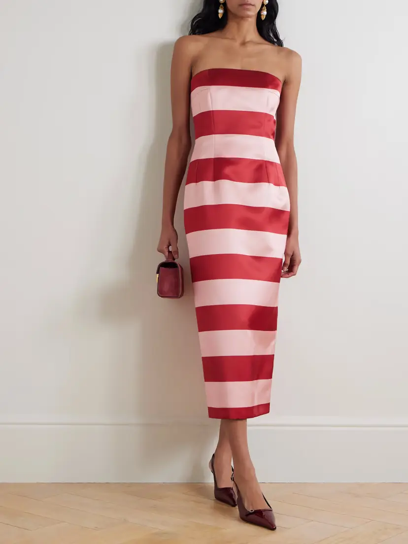 Emilia Wickstead Leila Strapless Striped Duchesse-satin Midi Dress | Thumbnail 2 Emilia Wickstead Leila Strapless Striped Duchesse-satin Midi Dress | Thumbnail 2