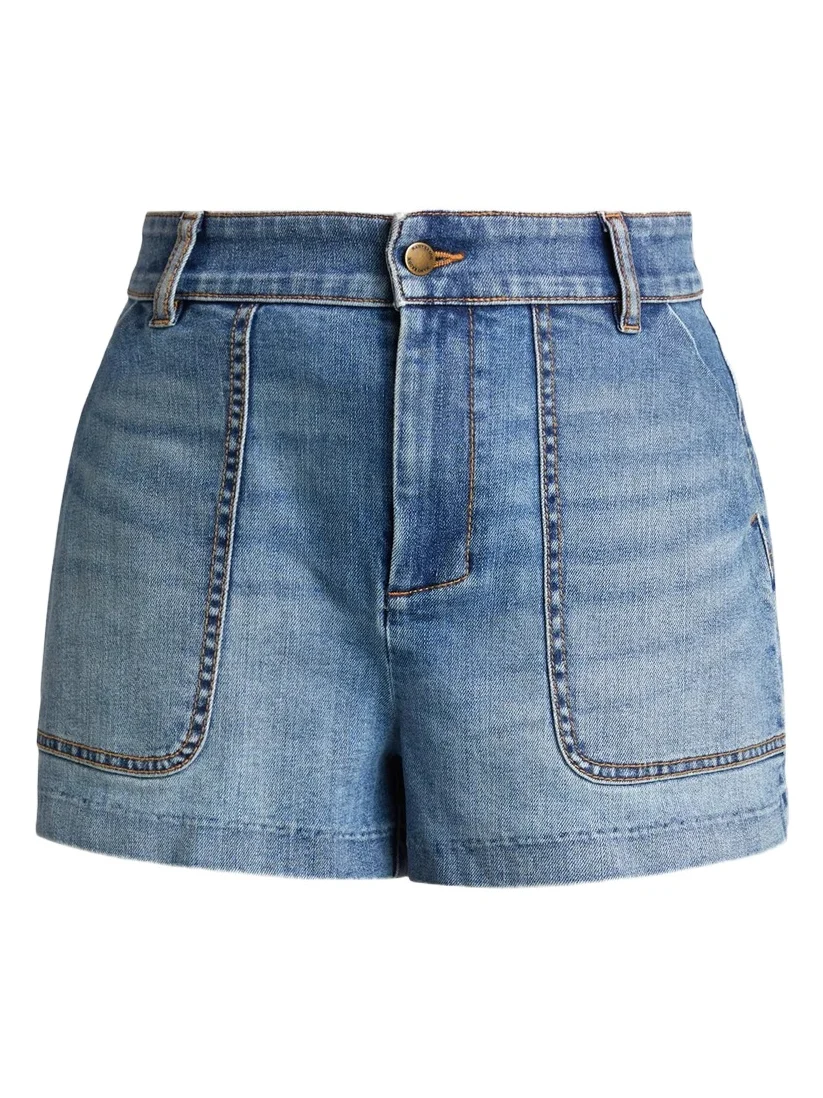 Ramy Brook Women's Hilary Washed Denim High-Rise Shorts