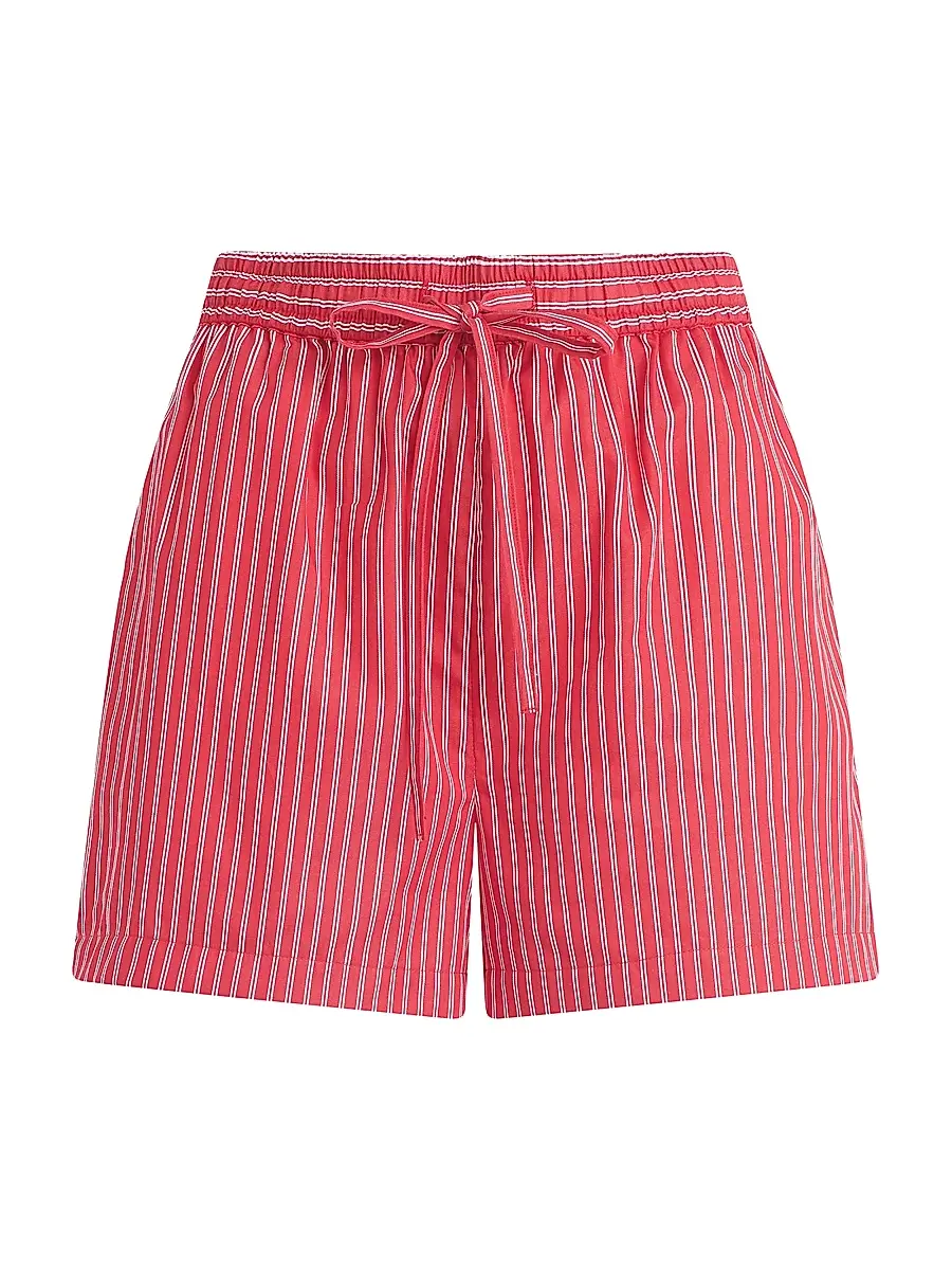 Joe's Jeans Women's The Boxer Pinstriped Cotton Shorts - Cherry Red White Stripe | Image 1 Joe's Jeans Women's The Boxer Pinstriped Cotton Shorts - Cherry Red White Stripe | Image 1
