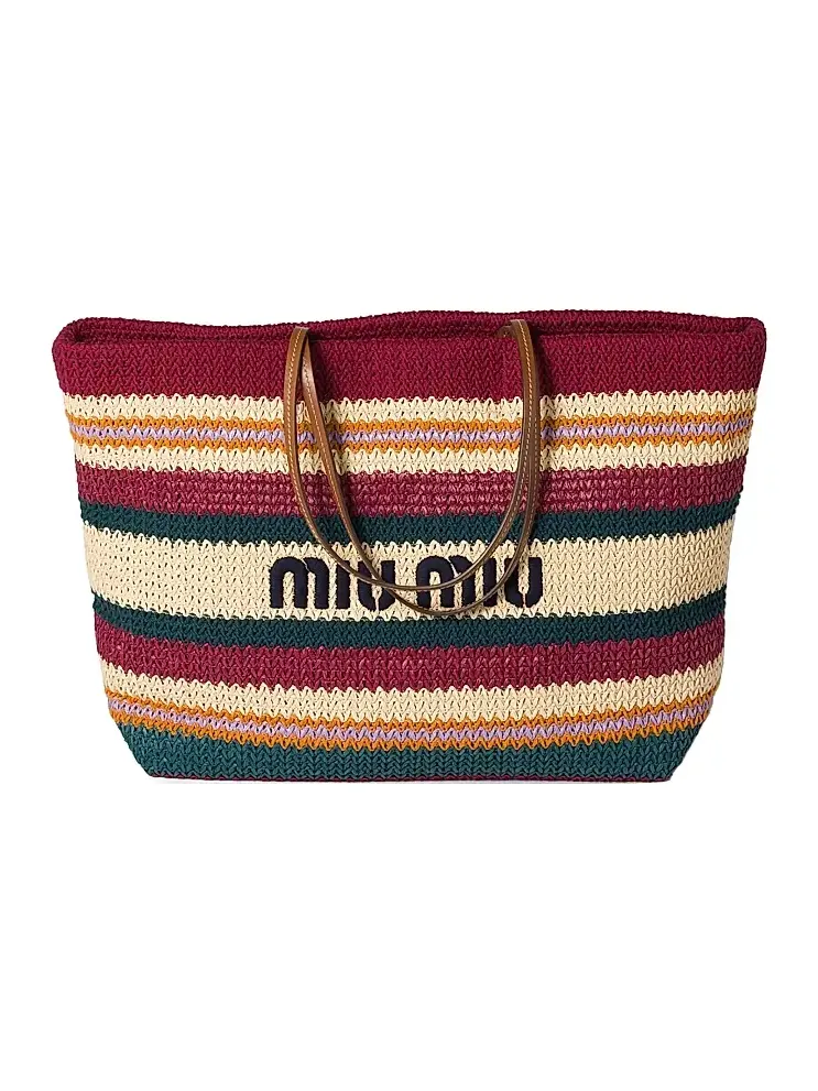 Miu Miu Women's Raffia-Effect Woven Shoulder Bag