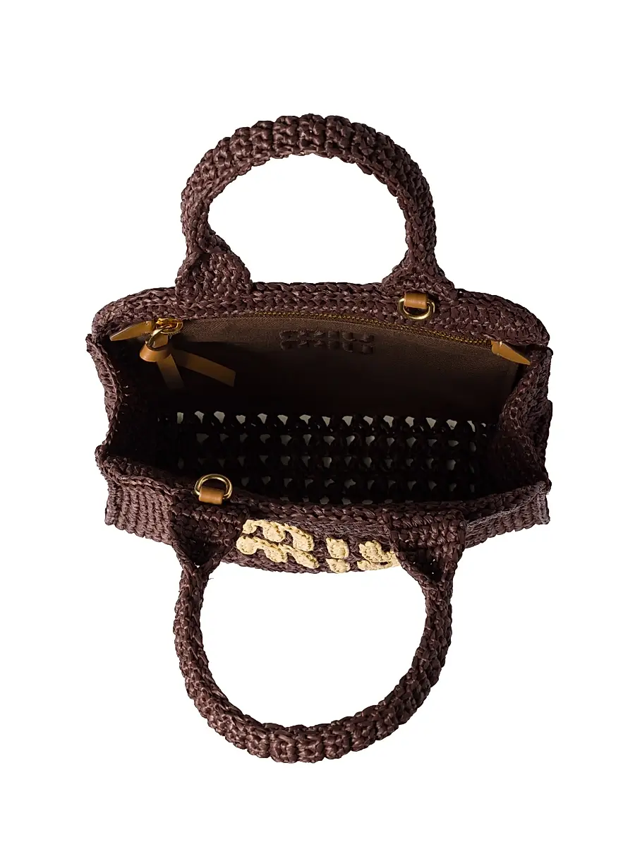 Miu Miu Women's Raffia-Effect Woven Tote Bag - Dark Brown | Thumbnail 4 Miu Miu Women's Raffia-Effect Woven Tote Bag - Dark Brown | Thumbnail 4