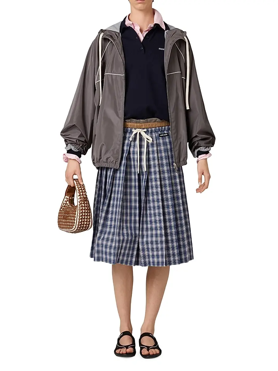 Miu Miu Women's Technical Silk Zipper Blouson Jacket - Grey | Thumbnail 5 Miu Miu Women's Technical Silk Zipper Blouson Jacket - Grey | Thumbnail 5