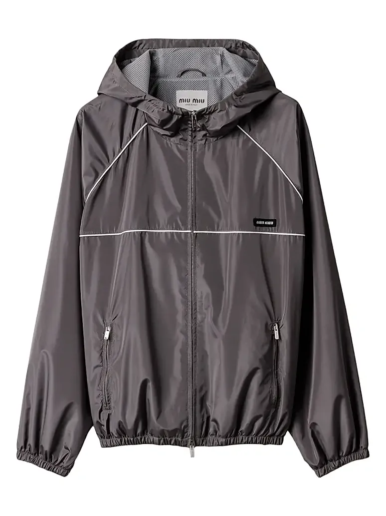 Miu Miu Women's Technical Silk Zipper Blouson Jacket