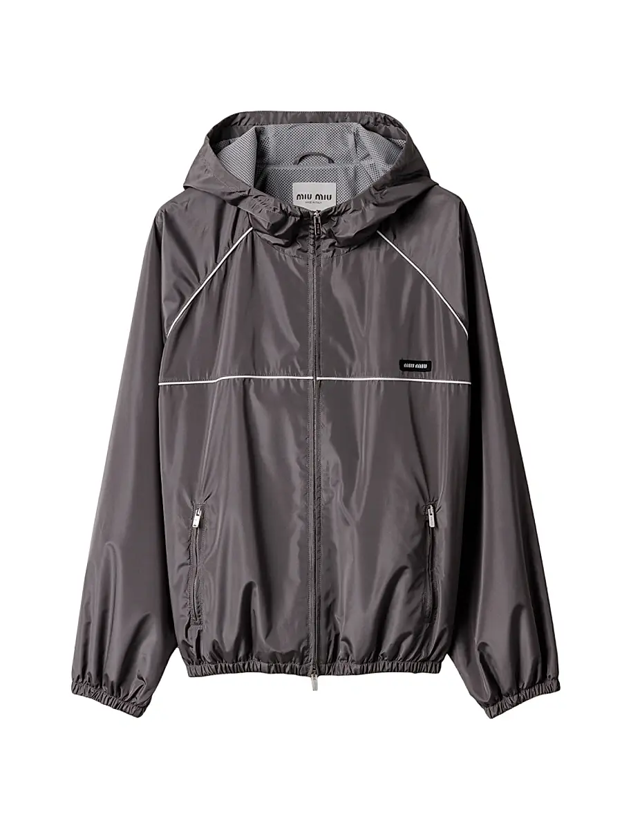 Women's Technical Silk Zipper Blouson Jacket - Grey
