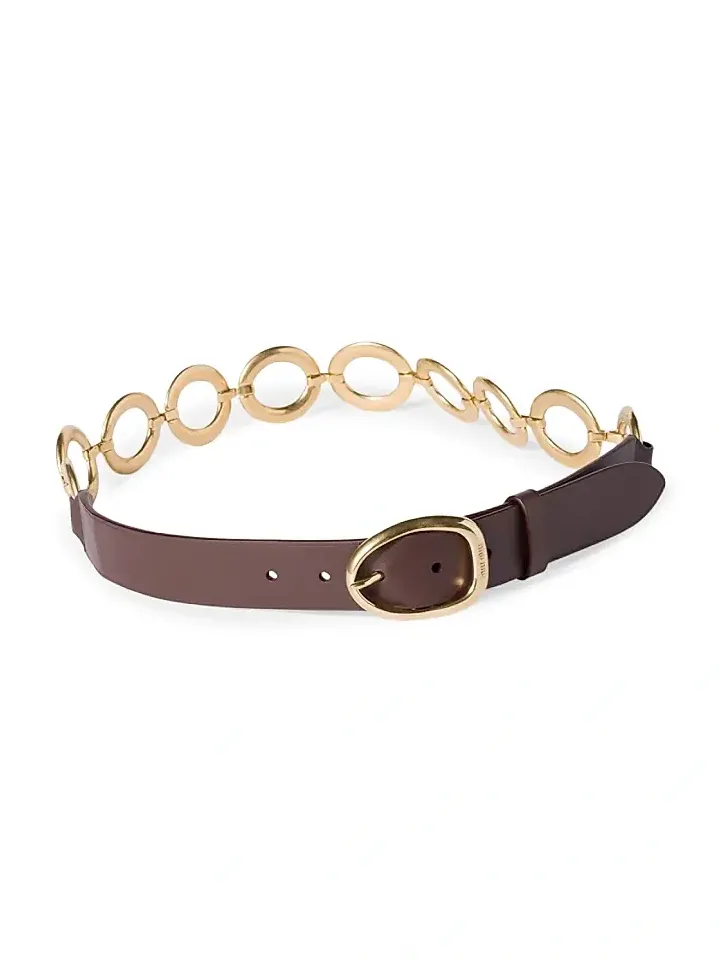 Women's Leather and Metal Belt - Brown Women's Leather and Metal Belt - Brown