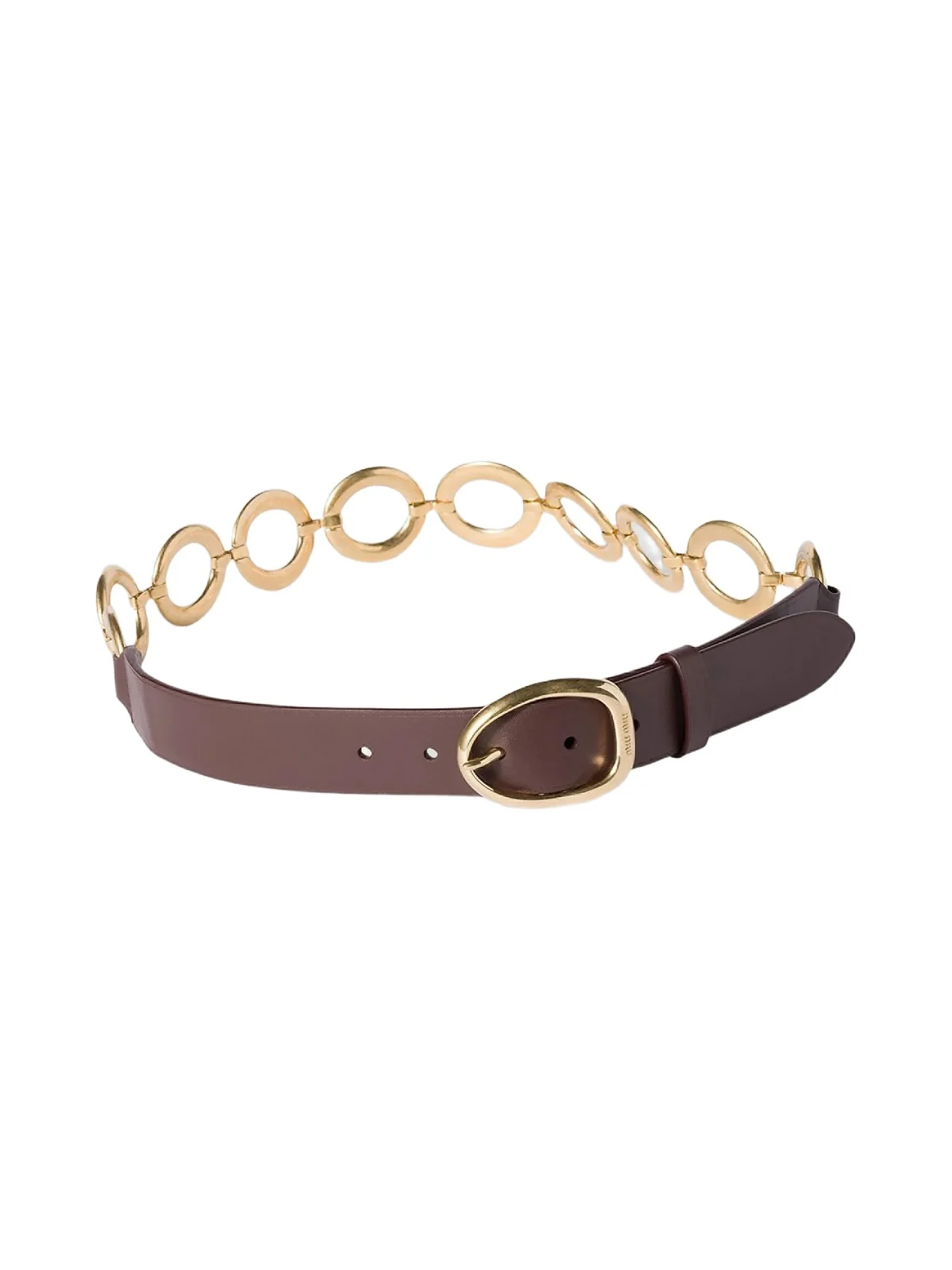 Women's Leather and Metal Belt - Brown