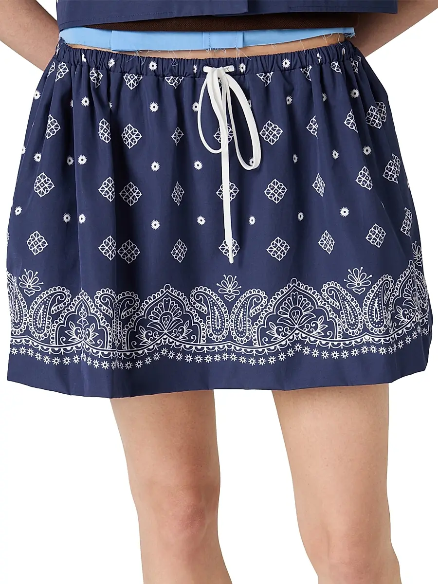 Miu Miu Women's Bandana Print Poplin Miniskirt - Blue | Thumbnail 2 Miu Miu Women's Bandana Print Poplin Miniskirt - Blue | Thumbnail 2