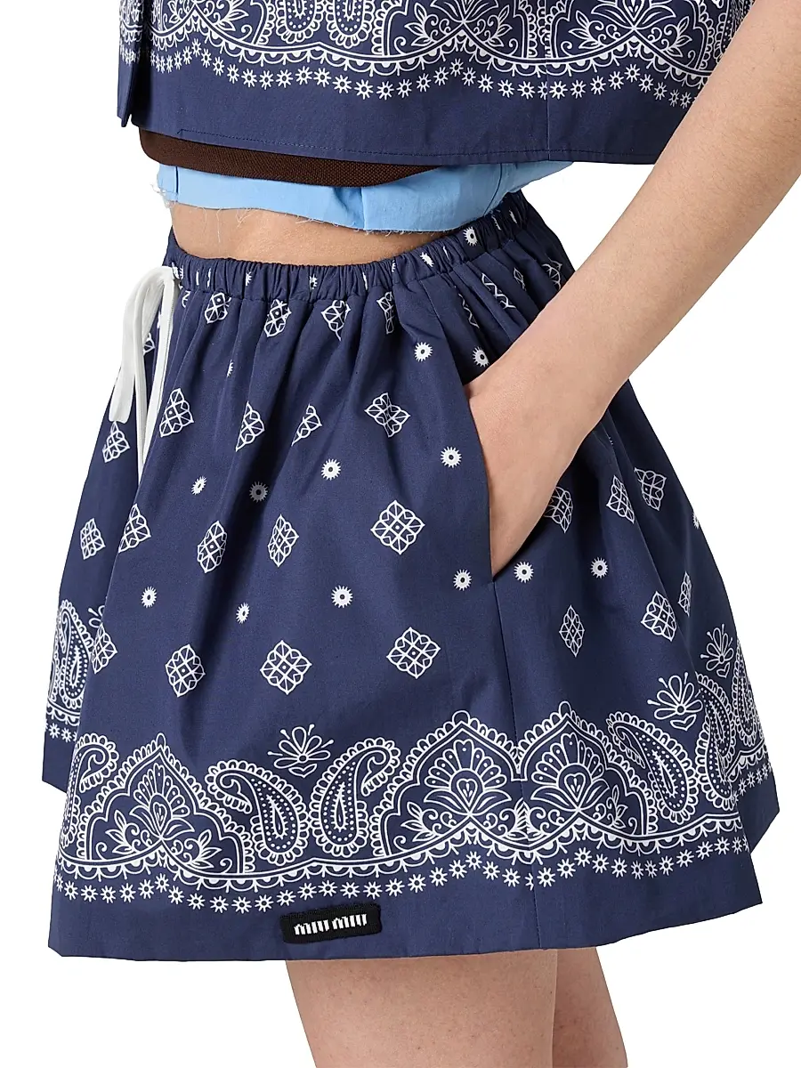 Miu Miu Women's Bandana Print Poplin Miniskirt - Blue | Thumbnail 3 Miu Miu Women's Bandana Print Poplin Miniskirt - Blue | Thumbnail 3
