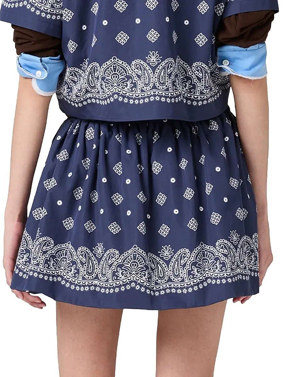 Miu Miu Women's Bandana Print Poplin Miniskirt - Blue | Thumbnail 4 Miu Miu Women's Bandana Print Poplin Miniskirt - Blue | Thumbnail 4