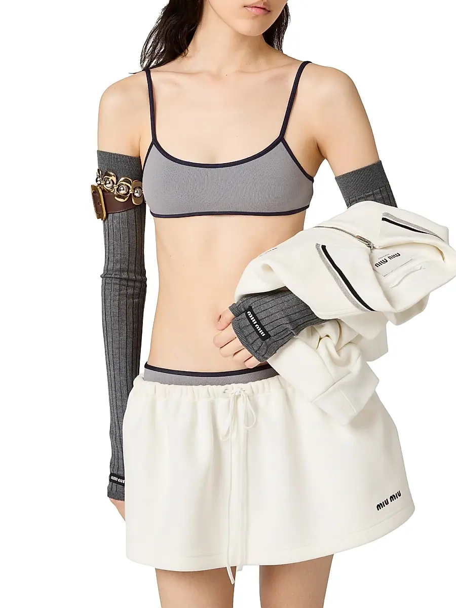 Miu Miu Women's Technical Knit Swimsuit - Grey | Thumbnail 2
