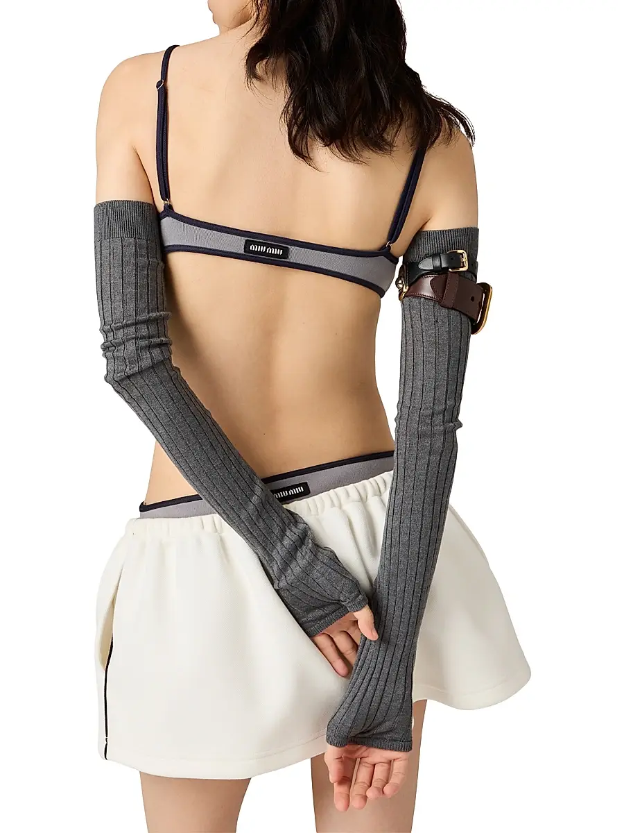 Miu Miu Women's Technical Knit Swimsuit - Grey | Thumbnail 3