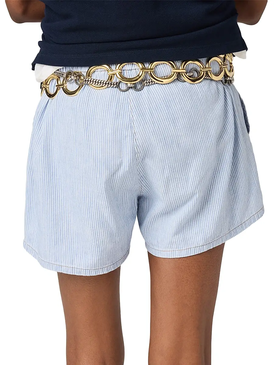Miu Miu Women's Striped Chambray Bermudas - Blue Multi | Thumbnail 3 Miu Miu Women's Striped Chambray Bermudas - Blue Multi | Thumbnail 3
