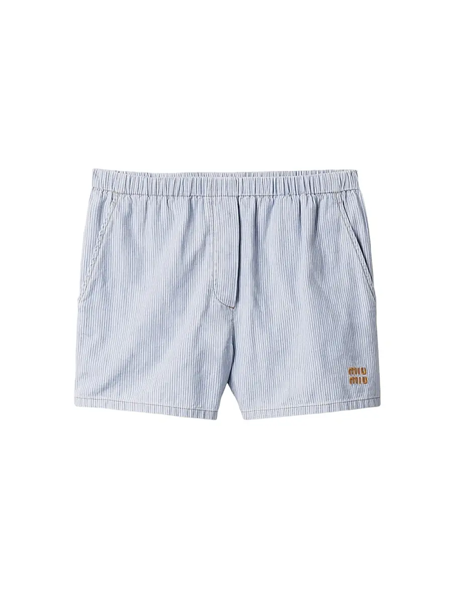 Women's Striped Chambray Bermudas - Blue Multi
