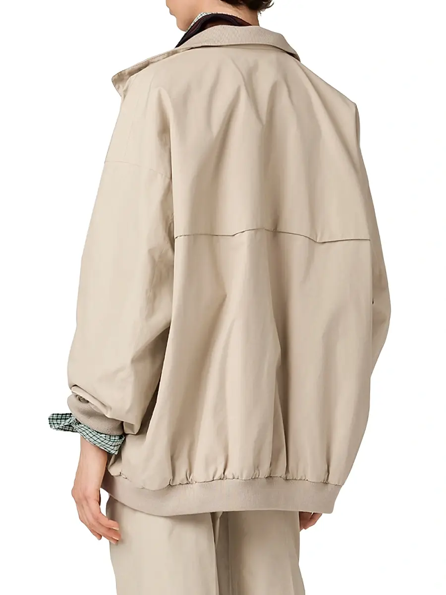 Miu Miu Women's Panama Cotton Blouson Jacket - Beige Khaki | Thumbnail 3 Miu Miu Women's Panama Cotton Blouson Jacket - Beige Khaki | Thumbnail 3