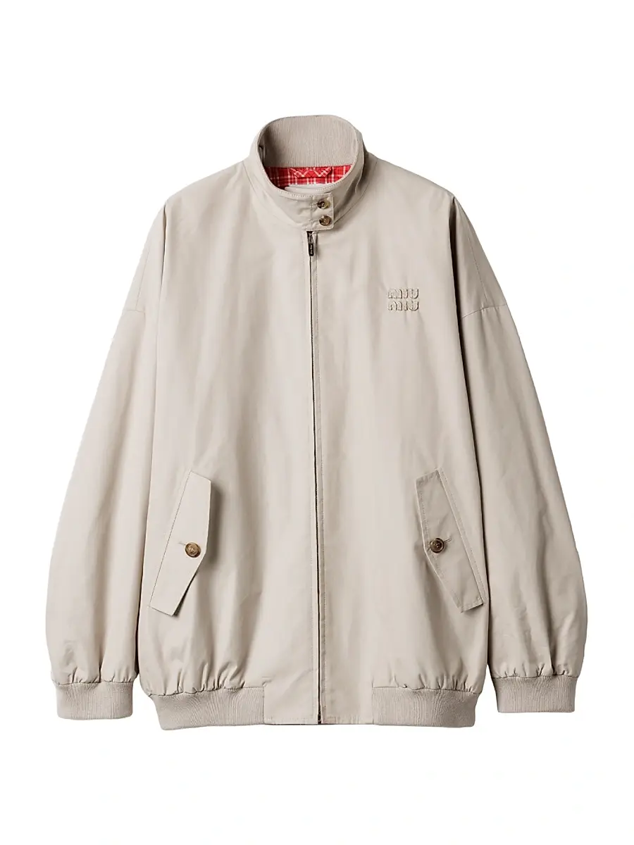 Women's Panama Cotton Blouson Jacket - Beige Khaki