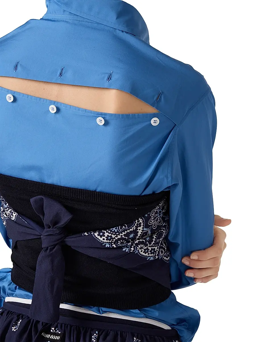Miu Miu Women's Printed Poplin Bandana Top - Blue | Thumbnail 5