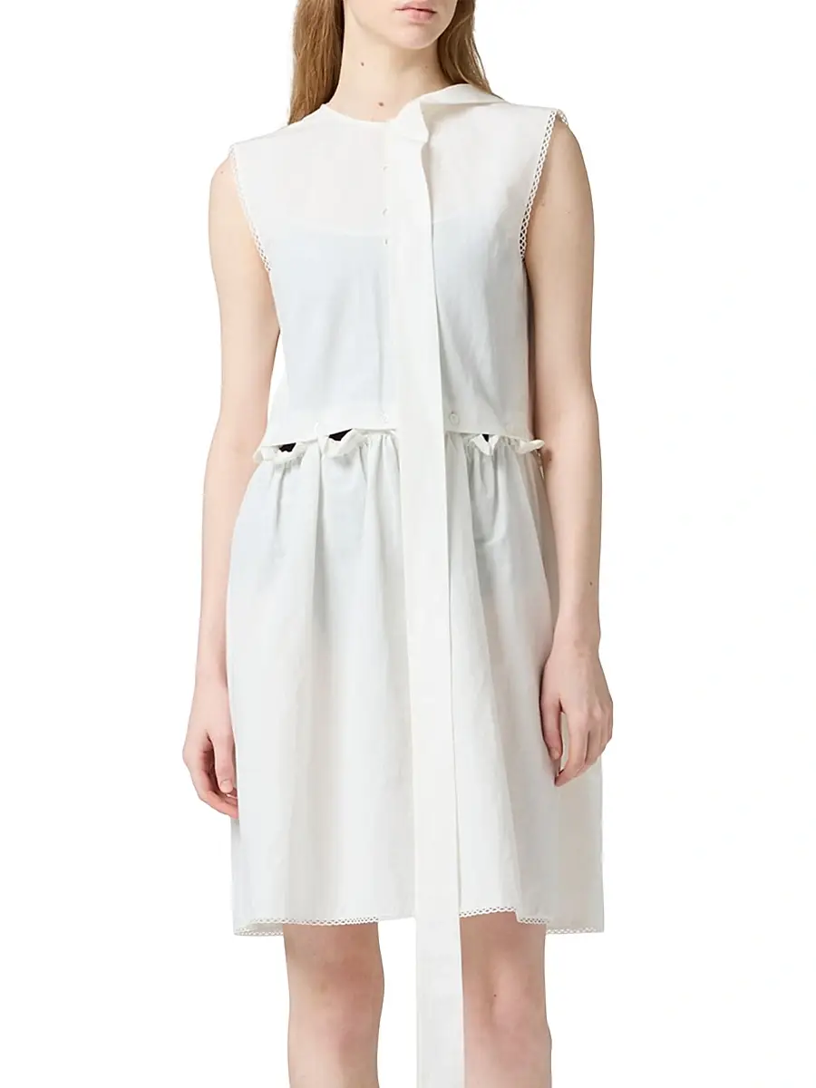 Miu Miu Women's Slubbed Poplin Dress - White | Thumbnail 2 Miu Miu Women's Slubbed Poplin Dress - White | Thumbnail 2