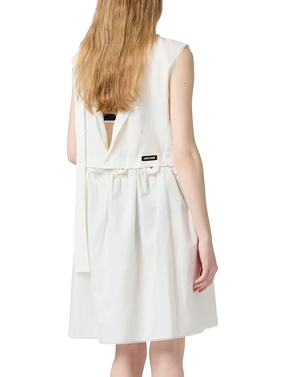 Miu Miu Women's Slubbed Poplin Dress - White | Thumbnail 3 Miu Miu Women's Slubbed Poplin Dress - White | Thumbnail 3