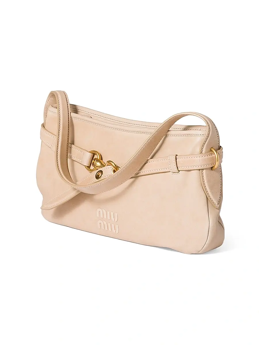 Miu Miu Women's Aventure Nappa Leather Shoulder Bag - Beige Khaki | Thumbnail 4 Miu Miu Women's Aventure Nappa Leather Shoulder Bag - Beige Khaki | Thumbnail 4