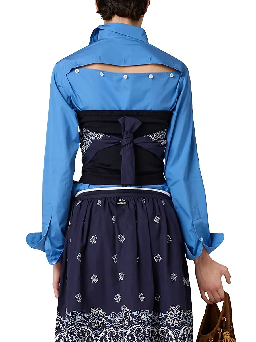 Miu Miu Women's Poplin Shirt - Blue | Thumbnail 3 Miu Miu Women's Poplin Shirt - Blue | Thumbnail 3