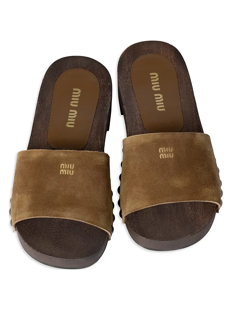 Miu Miu Women's Faded Suede Clogs - Brown | Thumbnail 2 Miu Miu Women's Faded Suede Clogs - Brown | Thumbnail 2