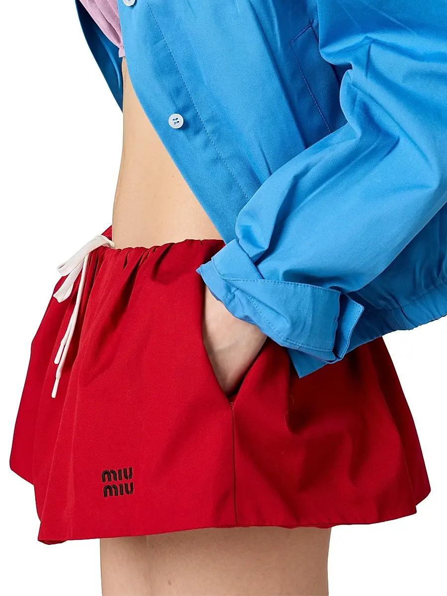 Miu Miu Women's Poplin Miniskirt - Red | Thumbnail 3 Miu Miu Women's Poplin Miniskirt - Red | Thumbnail 3