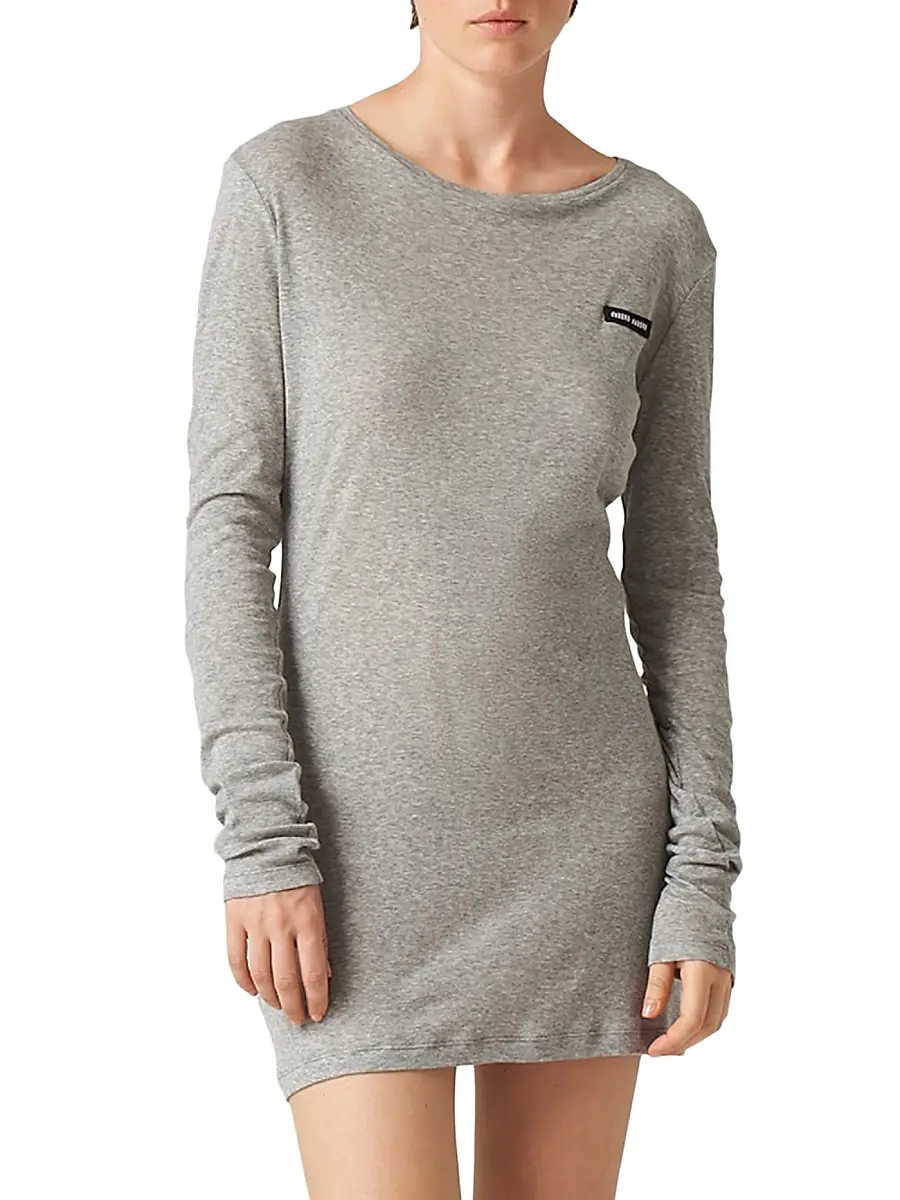 Miu Miu Women's Ribbed Knit Jersey Dress - Grey | Thumbnail 2
