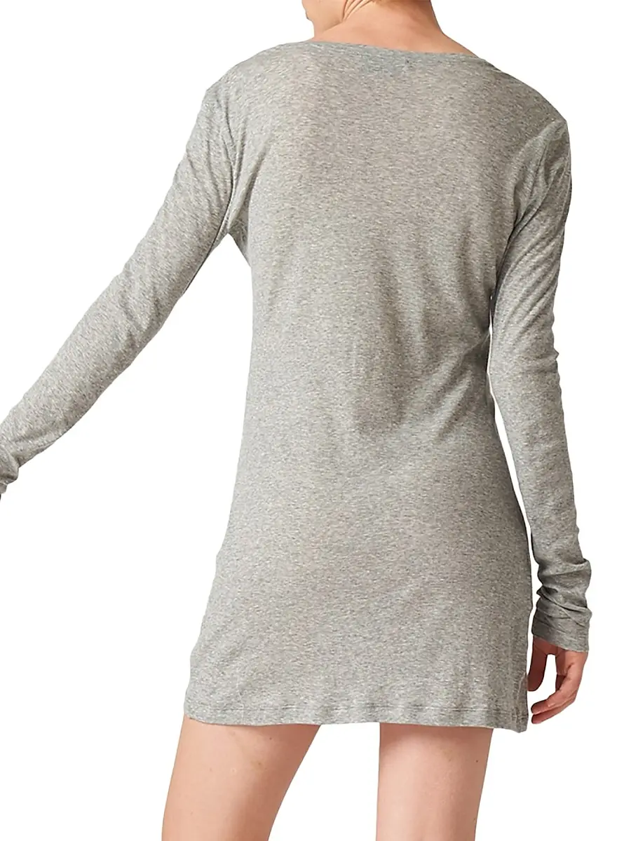 Miu Miu Women's Ribbed Knit Jersey Dress - Grey | Thumbnail 3