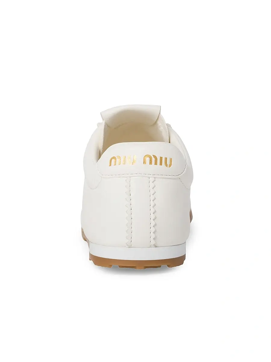Miu Miu Women's Plume Nappa Leather Sneakers - White | Thumbnail 3 Miu Miu Women's Plume Nappa Leather Sneakers - White | Thumbnail 3