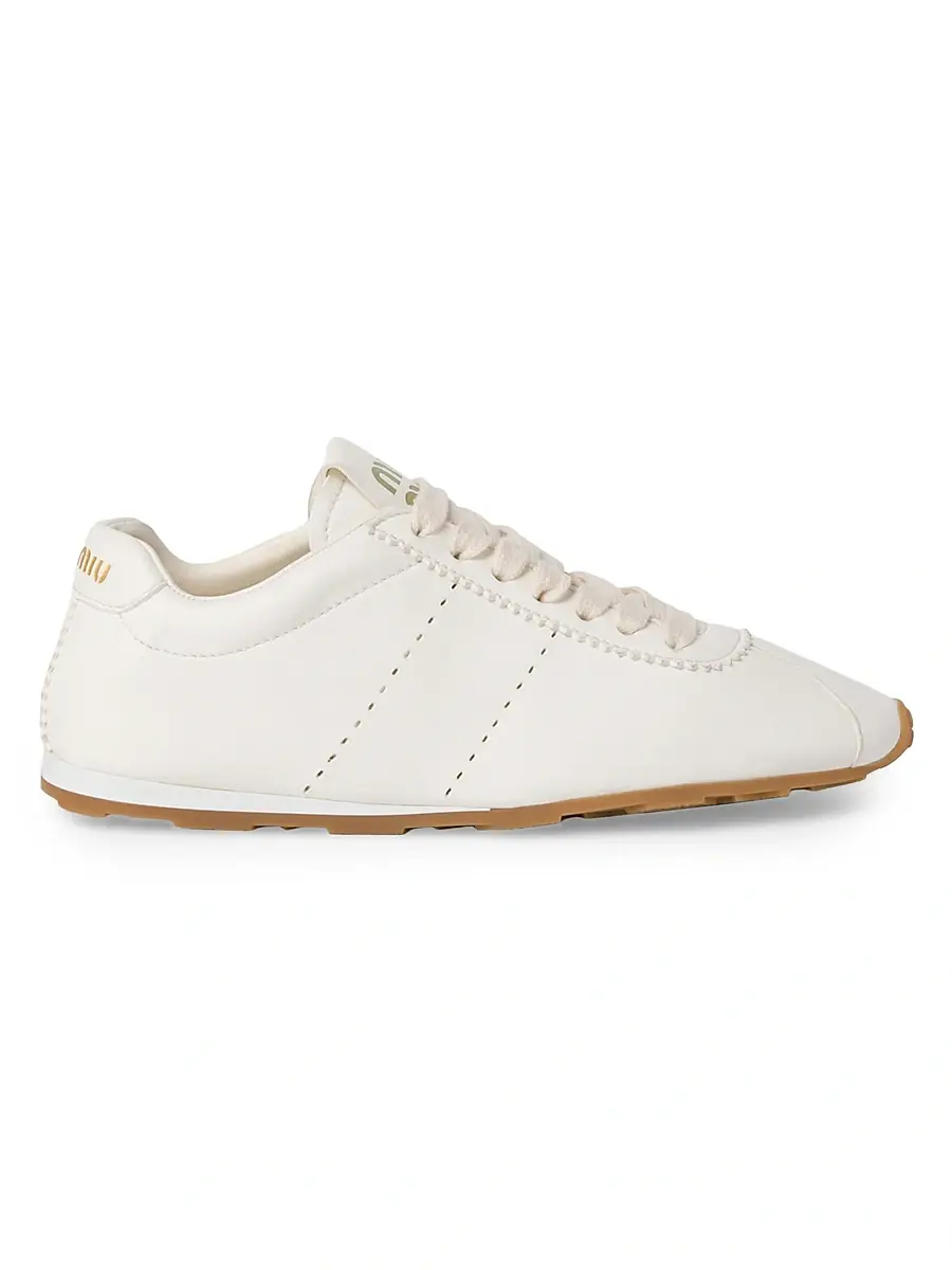 Miu Miu Women's Plume Nappa Leather Sneakers - White | Image 1 Miu Miu Women's Plume Nappa Leather Sneakers - White | Image 1
