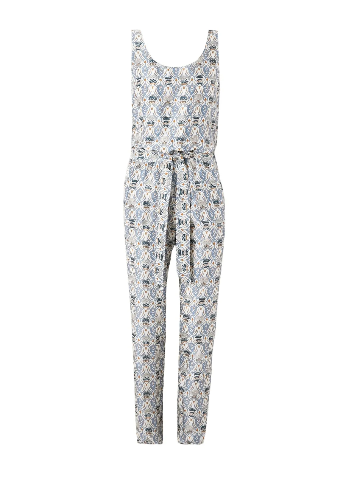 Loro Piana Nadia Belted Printed Silk-satin Jumpsuit