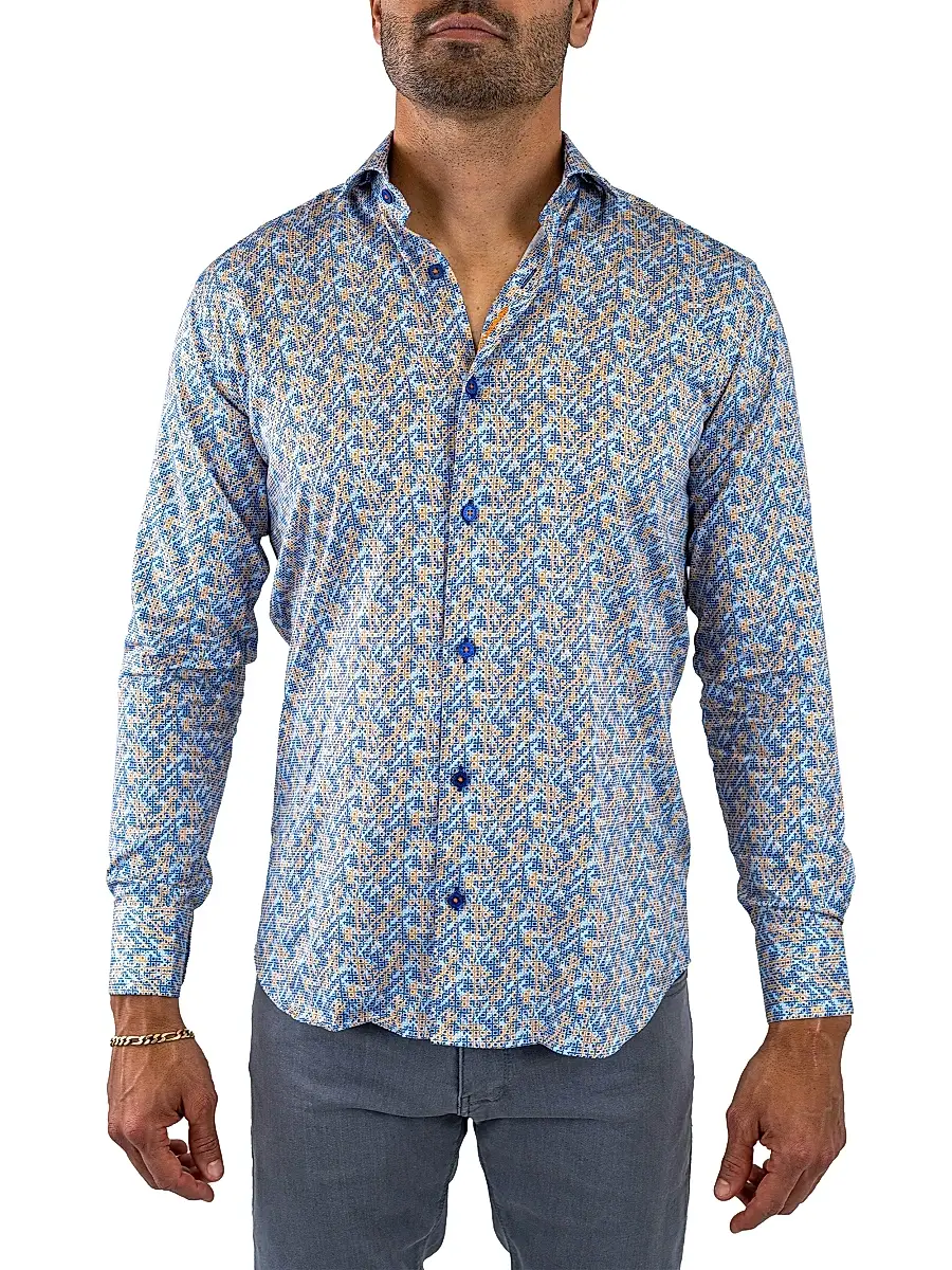 Maceoo Men's Einstein Symbol Shirt - Blue Yellow | Thumbnail 2 Maceoo Men's Einstein Symbol Shirt - Blue Yellow | Thumbnail 2
