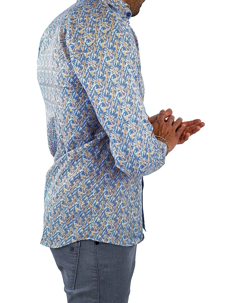 Maceoo Men's Einstein Symbol Shirt - Blue Yellow | Thumbnail 3 Maceoo Men's Einstein Symbol Shirt - Blue Yellow | Thumbnail 3