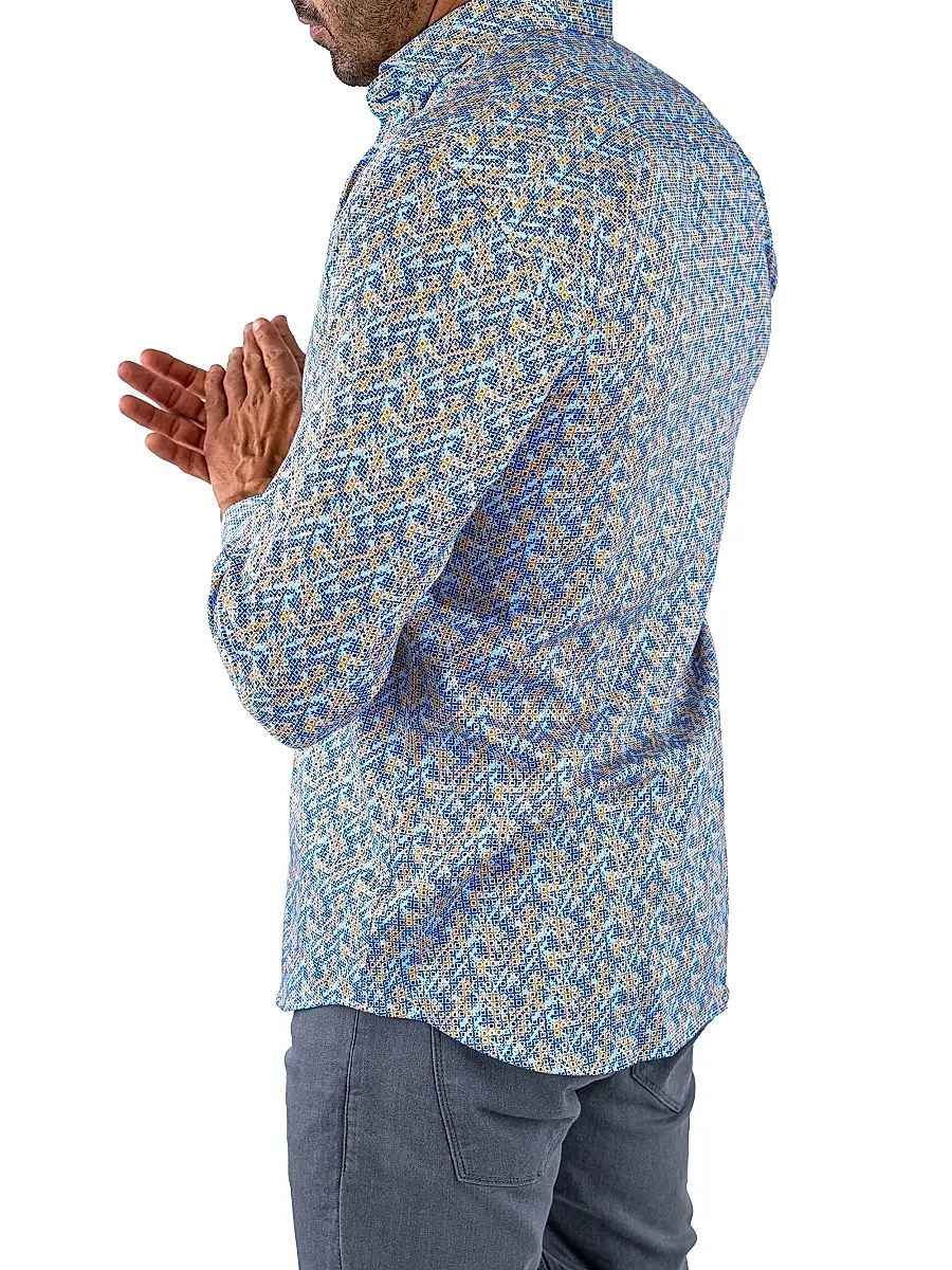Maceoo Men's Einstein Symbol Shirt - Blue Yellow | Thumbnail 4 Maceoo Men's Einstein Symbol Shirt - Blue Yellow | Thumbnail 4