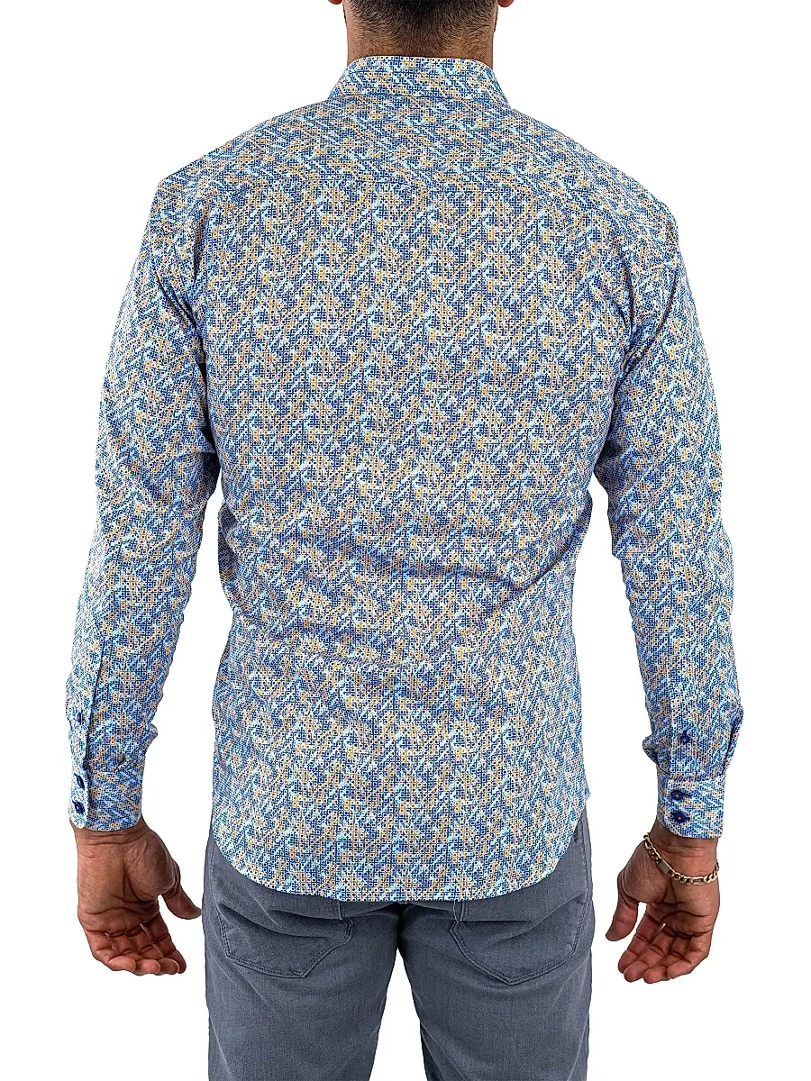 Maceoo Men's Einstein Symbol Shirt - Blue Yellow | Thumbnail 5 Maceoo Men's Einstein Symbol Shirt - Blue Yellow | Thumbnail 5