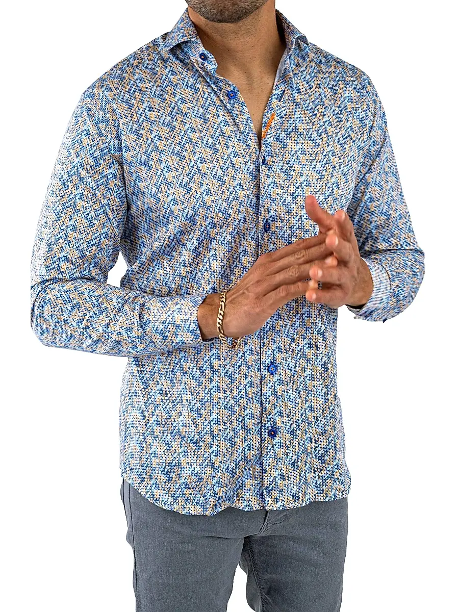 Maceoo Men's Einstein Symbol Shirt - Blue Yellow | Thumbnail 6 Maceoo Men's Einstein Symbol Shirt - Blue Yellow | Thumbnail 6