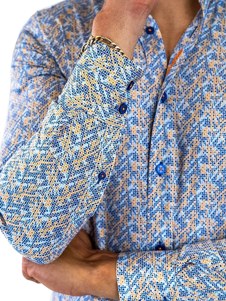 Maceoo Men's Einstein Symbol Shirt - Blue Yellow | Thumbnail 8 Maceoo Men's Einstein Symbol Shirt - Blue Yellow | Thumbnail 8