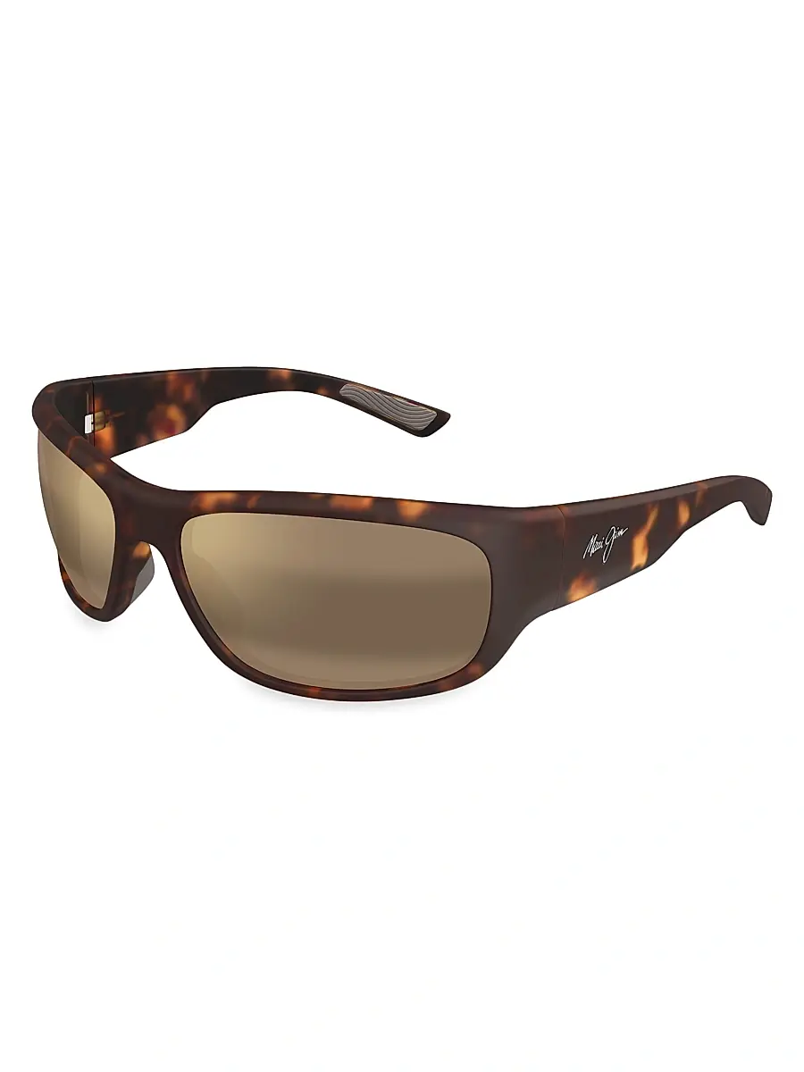Maui Jim Men's Ekolu Mauklele 64MM Rectangular Sunglasses - Havana Brown | Image 1 Maui Jim Men's Ekolu Mauklele 64MM Rectangular Sunglasses - Havana Brown | Image 1