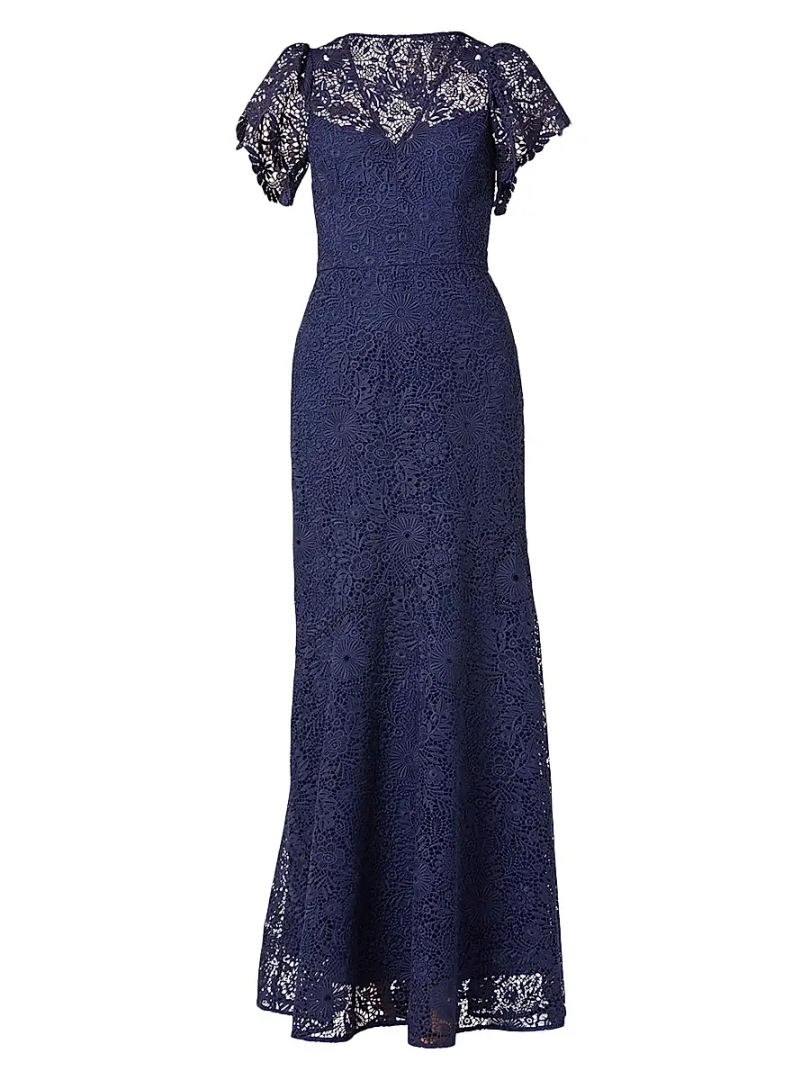 Shoshanna Women's Manuela Lace V-Neck Maxi Dress - Navy | Image 1 Shoshanna Women's Manuela Lace V-Neck Maxi Dress - Navy | Image 1