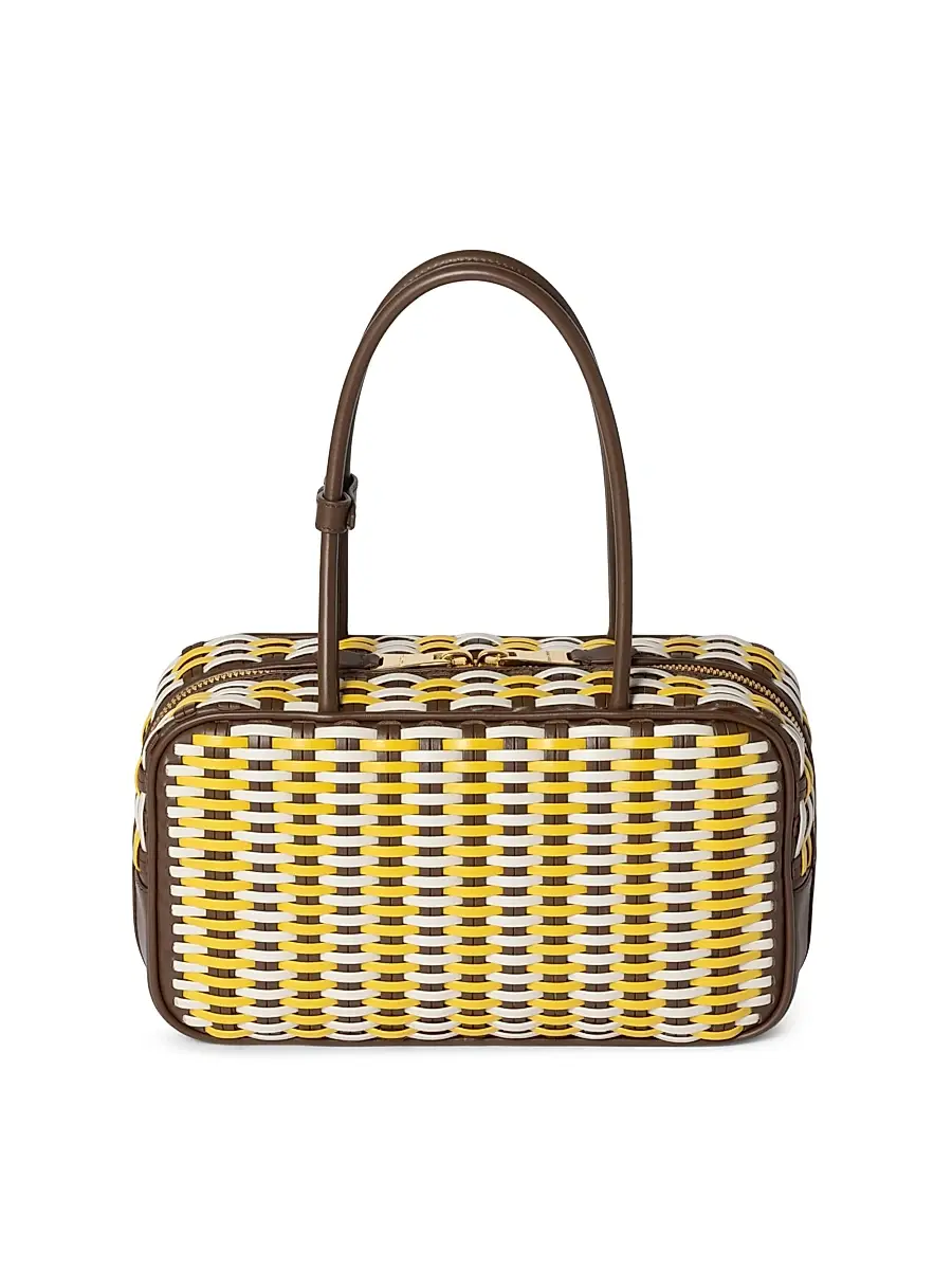 Miu Miu Women's Beau Leather Top Handle Bag - Brown White Yellow | Thumbnail 3 Miu Miu Women's Beau Leather Top Handle Bag - Brown White Yellow | Thumbnail 3