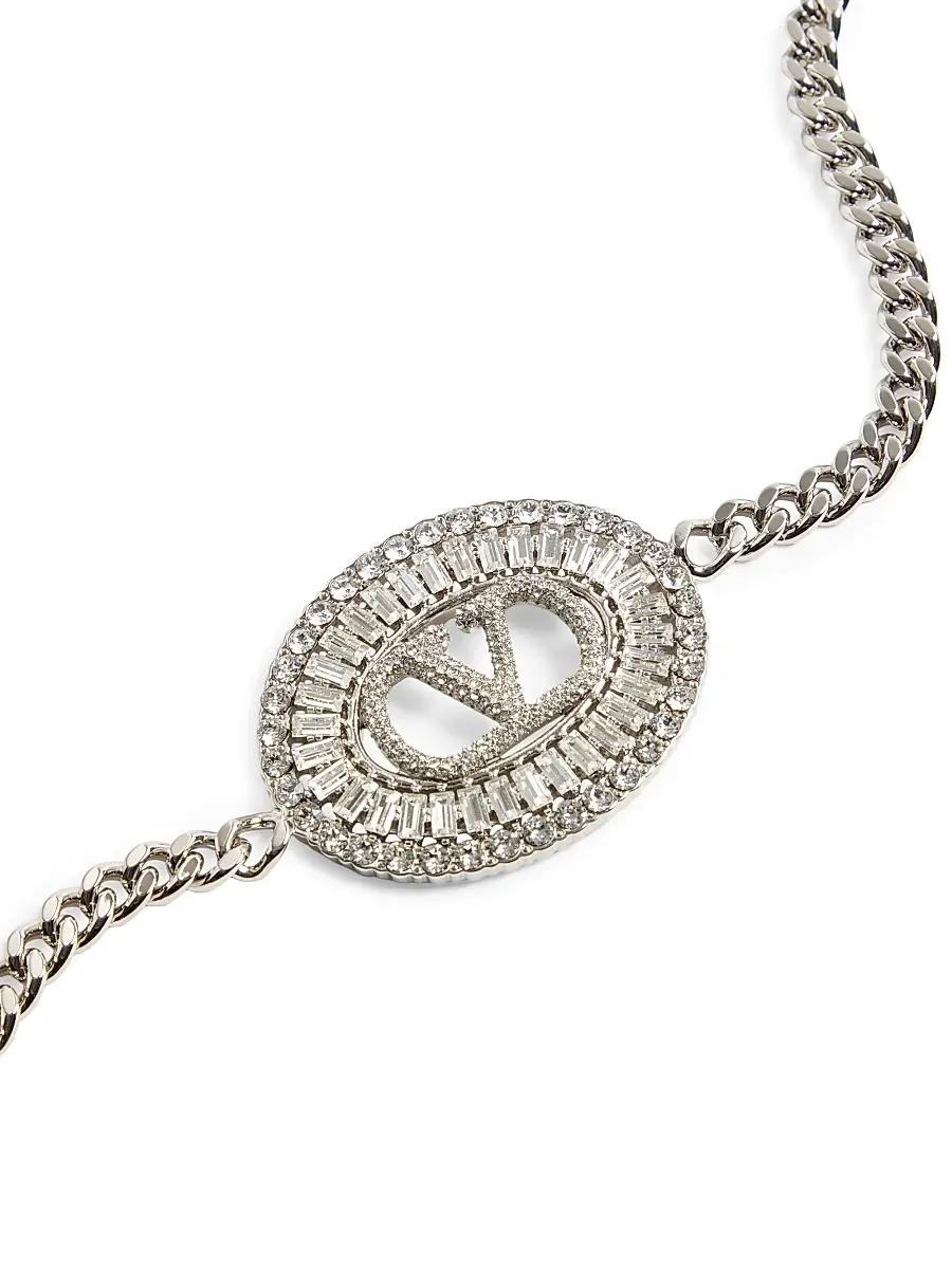 Valentino Women's Vlogo Signature Chain Belt with Crystals - Palladium Crystal | Thumbnail 3