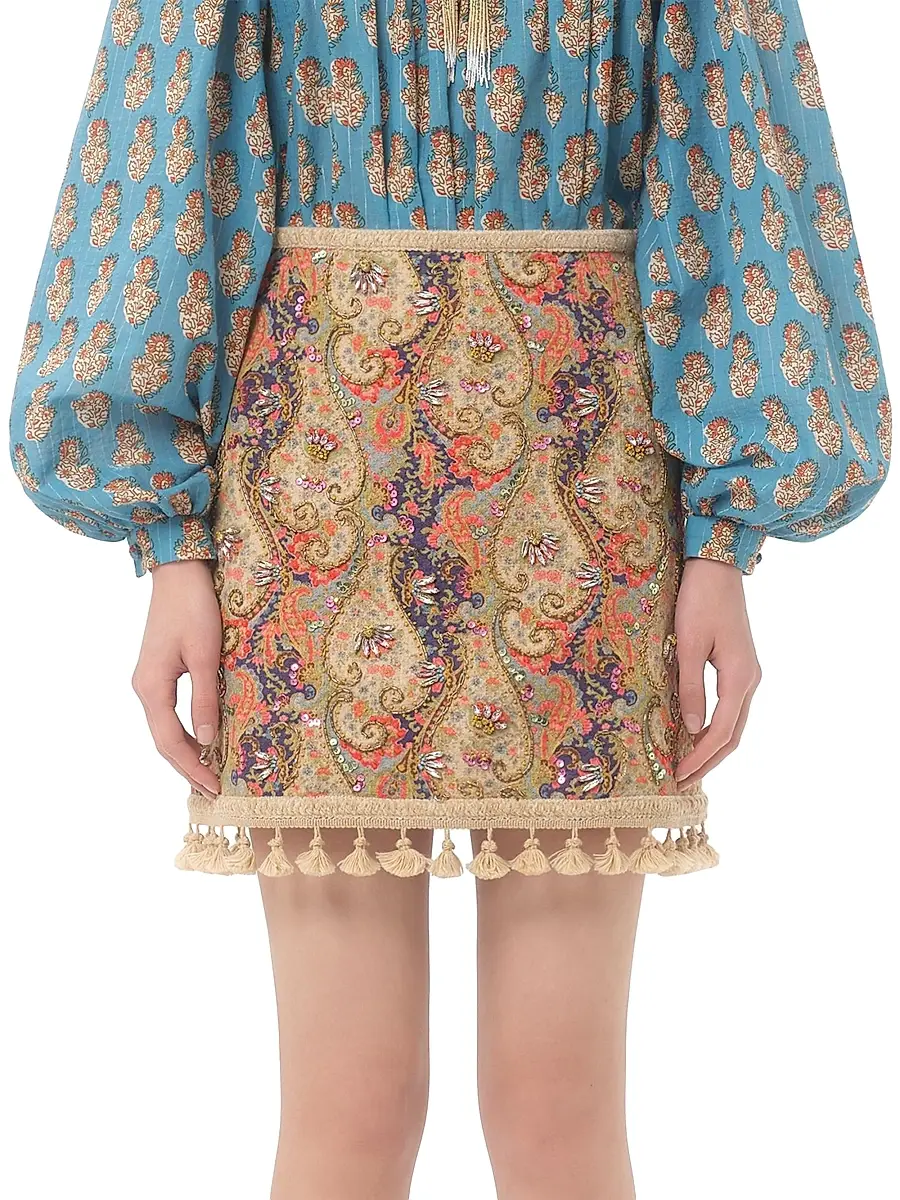 Valentino Garavani Women's Embroidered Skirt on Piquet | Thumbnail 3 Valentino Garavani Women's Embroidered Skirt on Piquet | Thumbnail 3
