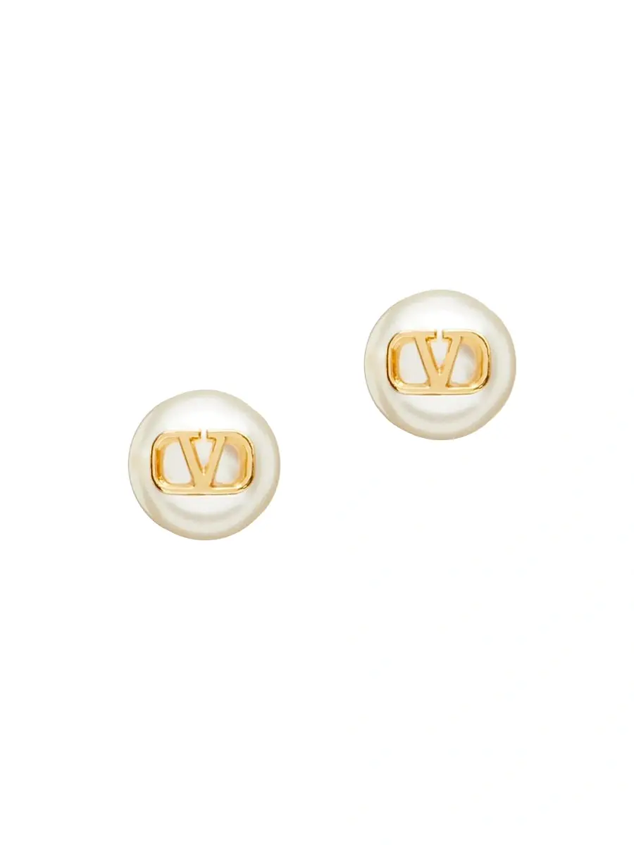 Valentino Garavani Women's VLogo Signature Earrings With Pearls - White | Thumbnail 2 Valentino Garavani Women's VLogo Signature Earrings With Pearls - White | Thumbnail 2