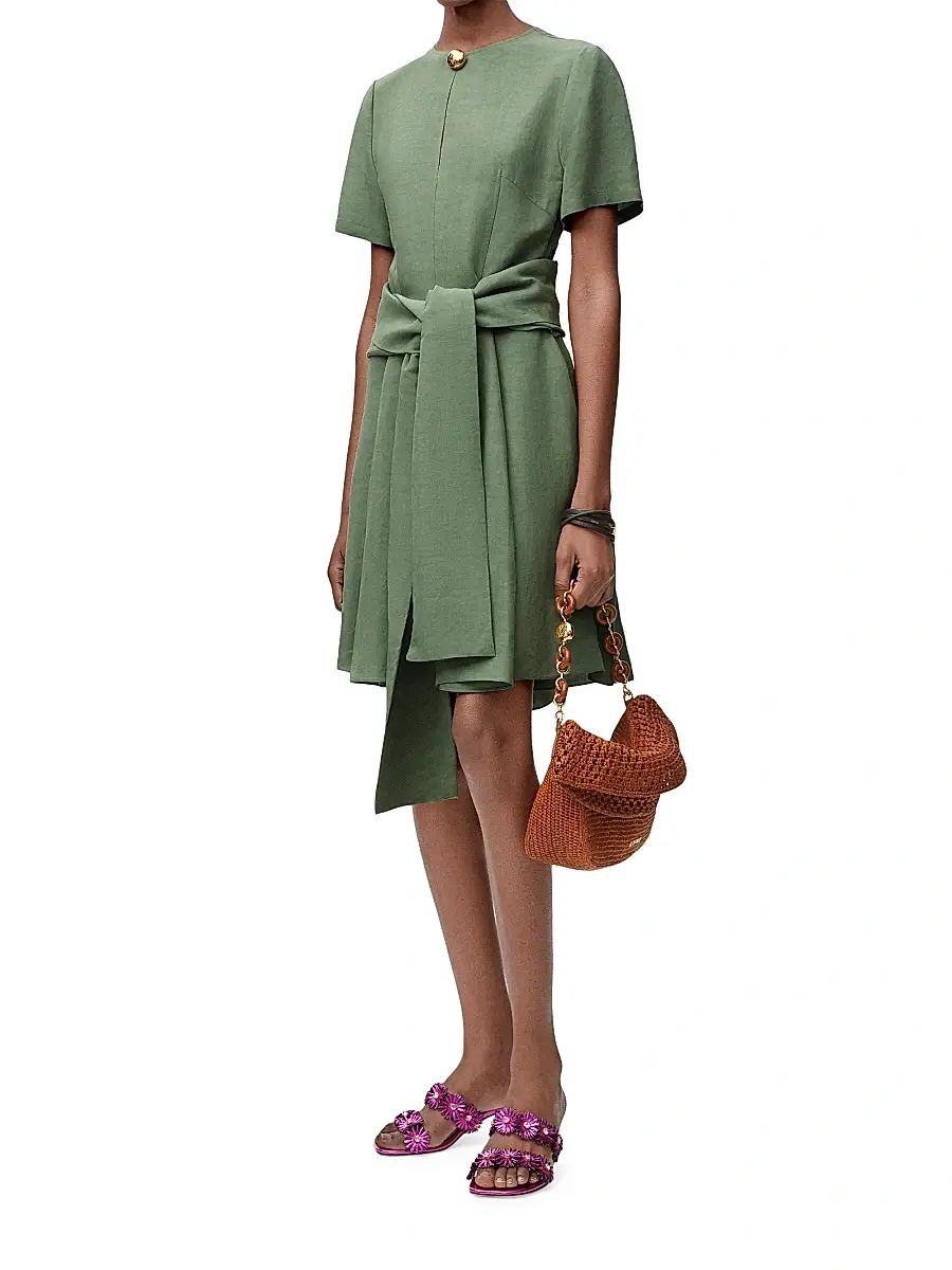 LOEWE Women's x Paula's Ibiza Pebble Pleated Dress - Sage | Thumbnail 2 LOEWE Women's x Paula's Ibiza Pebble Pleated Dress - Sage | Thumbnail 2