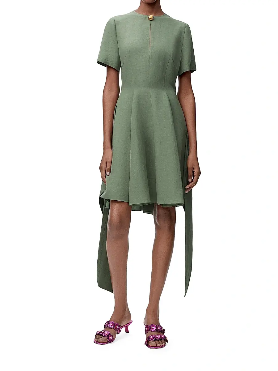 LOEWE Women's x Paula's Ibiza Pebble Pleated Dress - Sage | Thumbnail 4 LOEWE Women's x Paula's Ibiza Pebble Pleated Dress - Sage | Thumbnail 4