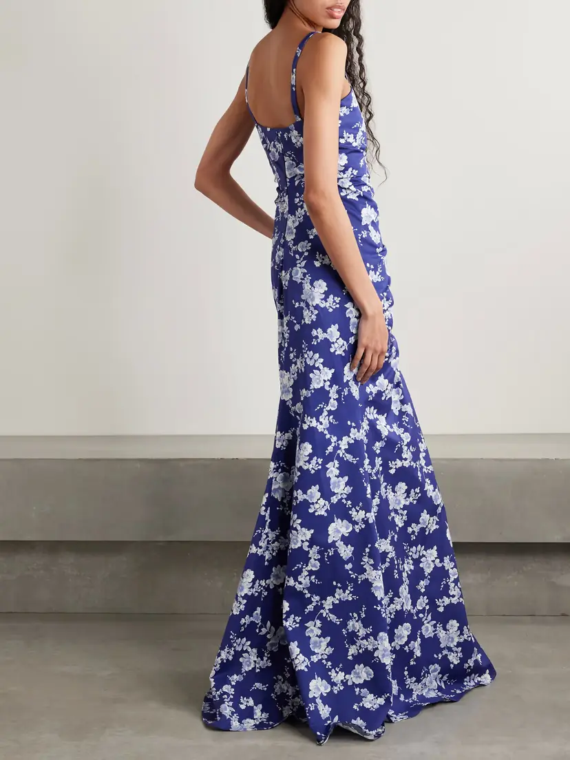 Carolina Herrera Ruched Floral-print Faille Gown | Thumbnail 3 Carolina Herrera Ruched Floral-print Faille Gown | Thumbnail 3