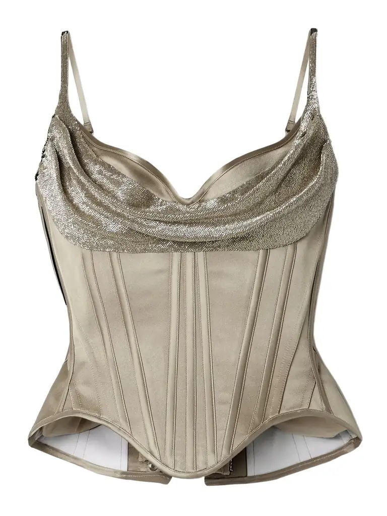 Salon Bead-embellished Silk-satin Bustier Top Salon Bead-embellished Silk-satin Bustier Top